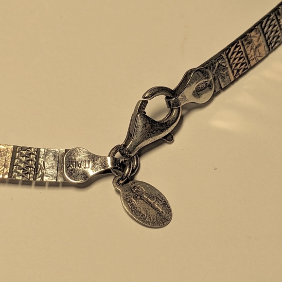 Vintage Sterling Silver Italy 925 Rose Gold etched collar necklace 17" Long 24gr - Picture 5 of 6